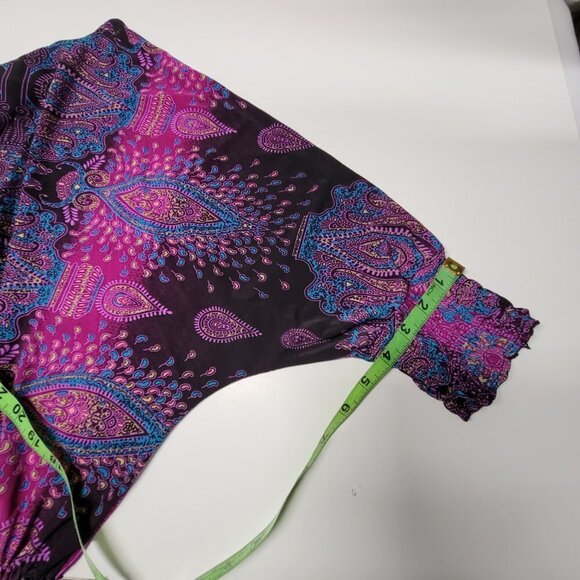 PURPLE Paisley Top Dolman Sleeve Blouse Top- One Size Fits Most - Picture 10 of 12